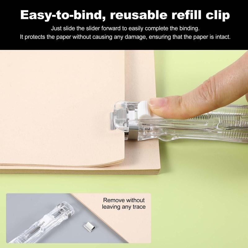 Portable Binder Clip Stapler - ❤️Includes 50 reusable clips
