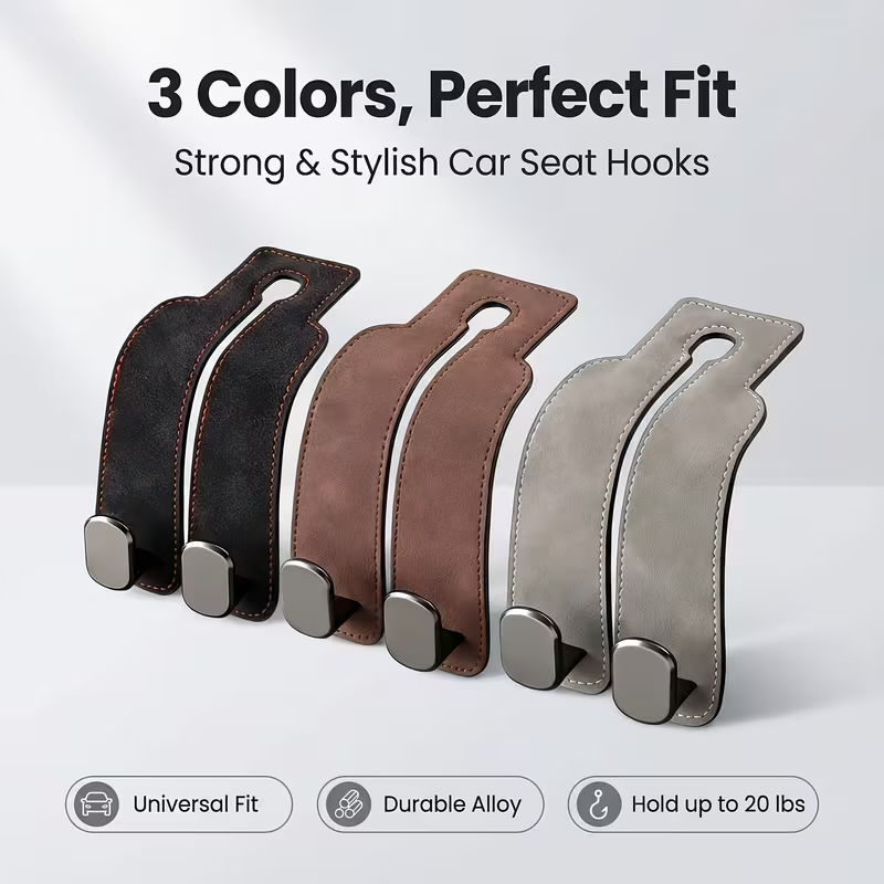 🔥LAST DAY SALE 50% OFF - 🚗Car Seat Back Alcantara Storage Hook - 💥Double Hook Holder for Convenient Storage