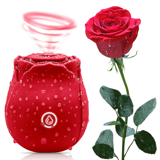 Red rose toy- : 2-in-1 Premium Sucking & Vibrating Massager with 10 Targeted Modes - 100% Medical-Grade Silicone, IPX7 Waterproof & USB Rechargeable
