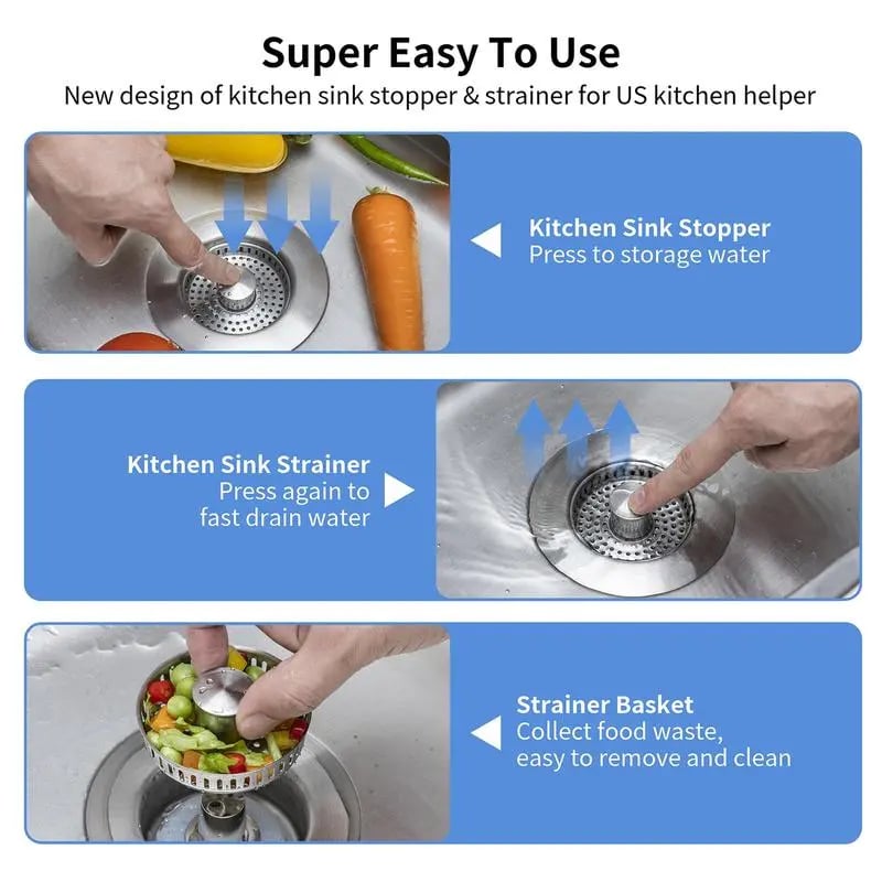 🔥LAST DAY 49% OFF-Upgraded 3 in 1 Kitchen Sink Drain Strainer