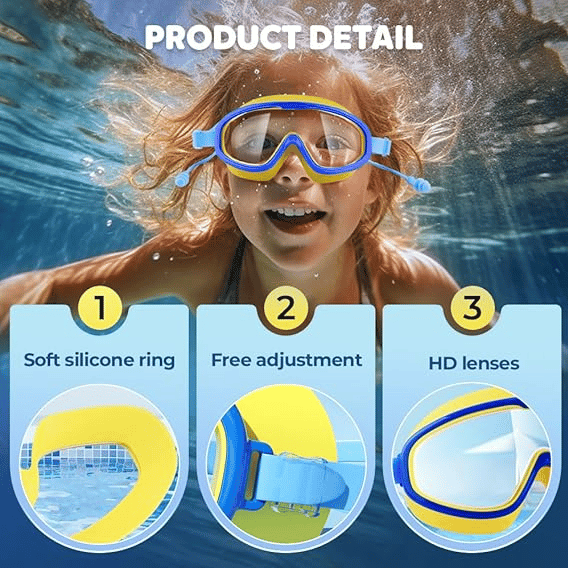 🔥Last Day Promotion 49% OFF HD Anti-Fog Large Frame Swimming Goggles for Kids (Ages 6-16)